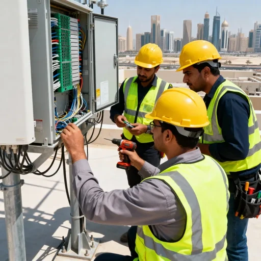 Kuwait SignalCraft engineers working on telecommunications infrastructure